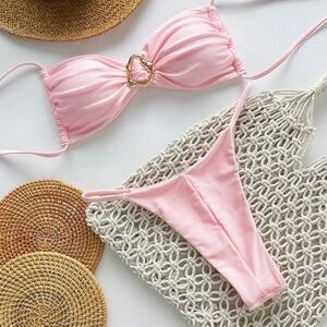 Pink with Gold Detail Bikini Set